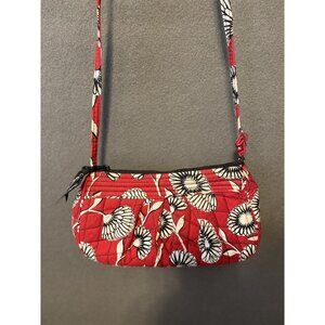 Vera Bradley Frannie Quilted Floral Red Wristlet/Crossbody Bag - 10"x6"